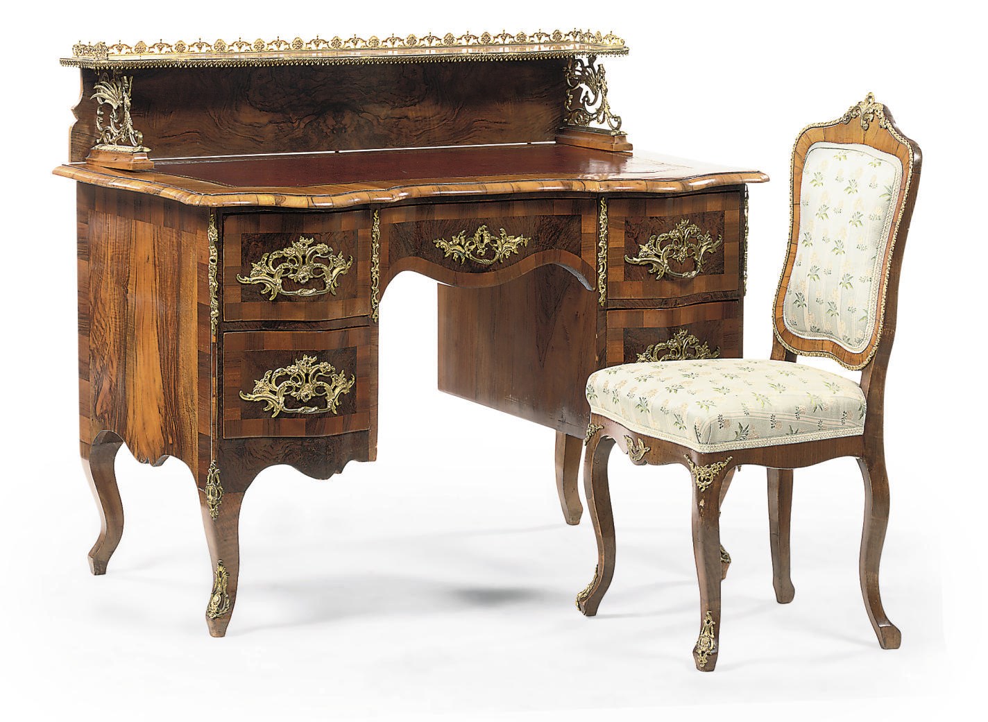 A GERMAN ORMOLU-MOUNTED WALNUT BUREAU