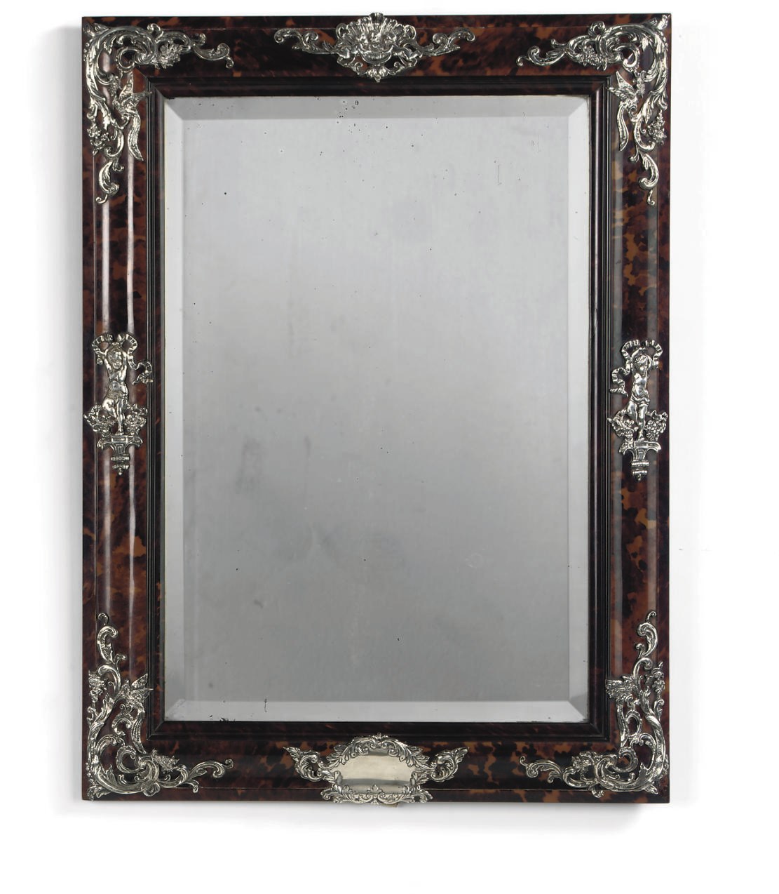 A VICTORIAN SILVER-MOUNTED TORTOISESHELL TABLE MIRROR