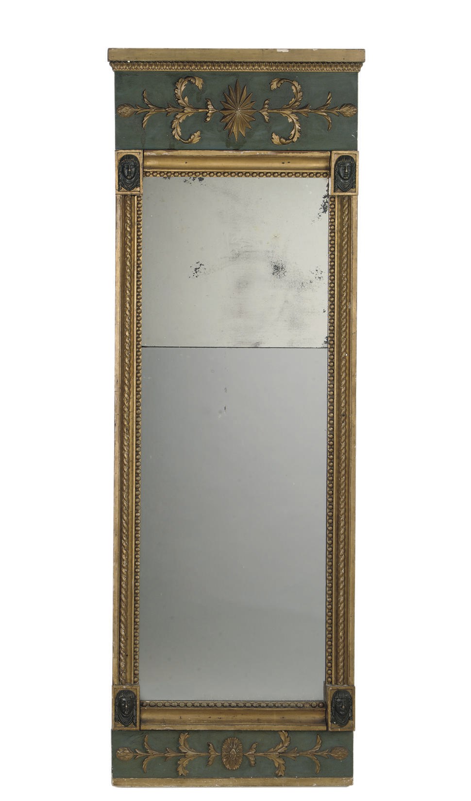 A DUTCH PARCEL-BRONZED AND GILTWOOD MIRROR