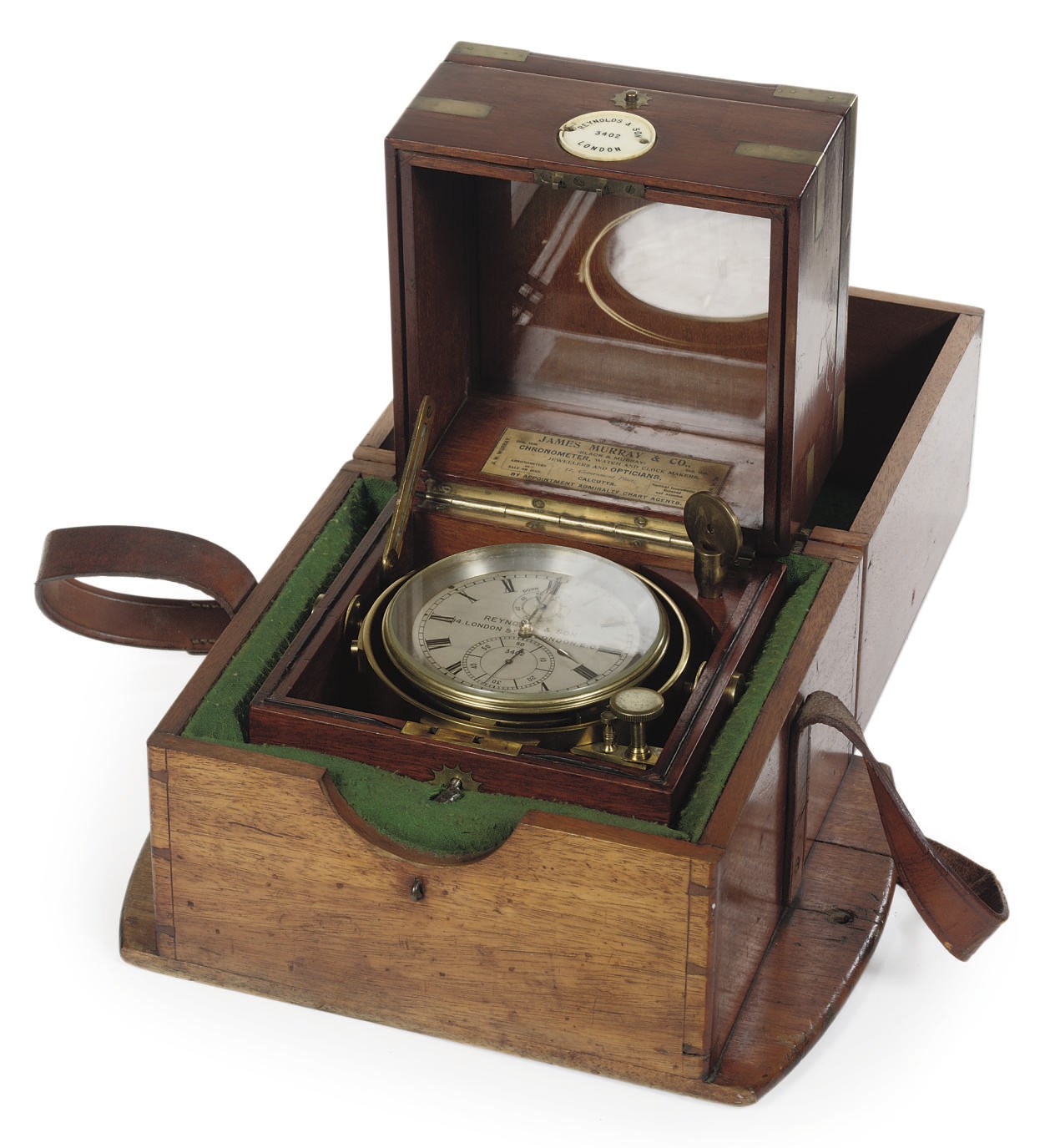 A LATE VICTORIAN MAHOGANY AND BRASS-MOUNTED TWO-DAY MARINE CHRONOMETER