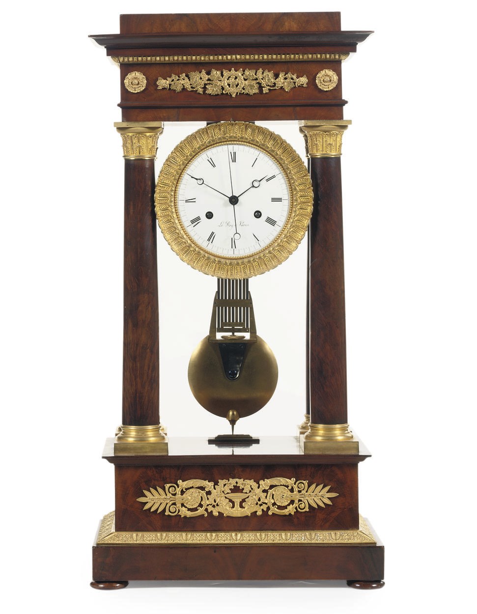A CHARLES X ORMOLU-MOUNTED MAHOGANY STRIKING PORTICO CLOCK