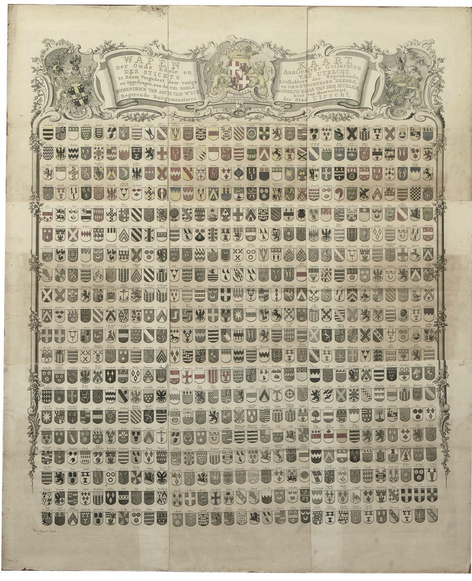 A DUTCH HANDCOLOURED COPPER ENGRAVING 'WAPENKAART'