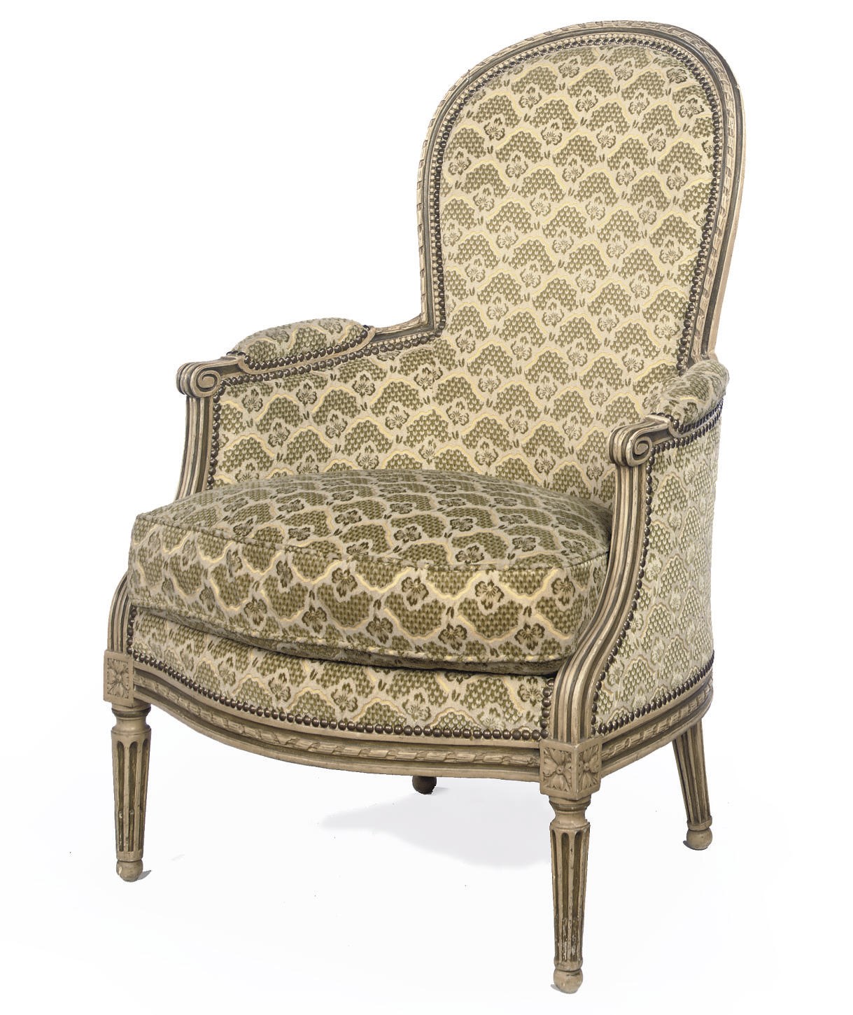 A LOUIS XVI WHITE PAINTED BERGERE