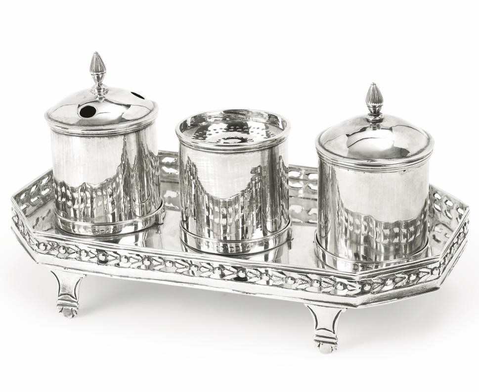 A RARE DUTCH SILVER INKSTAND