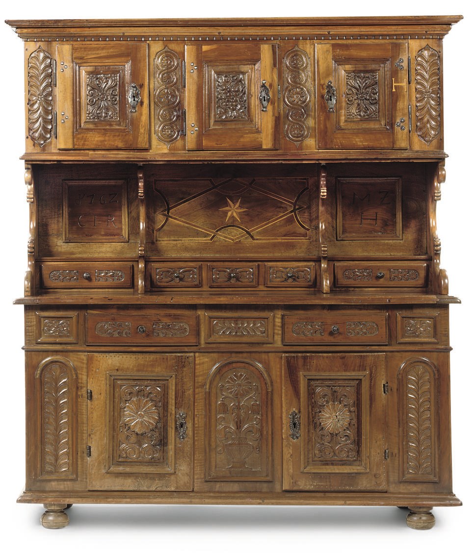 AN ALPINE WALNUT AND FRUITWOOD BUFFET