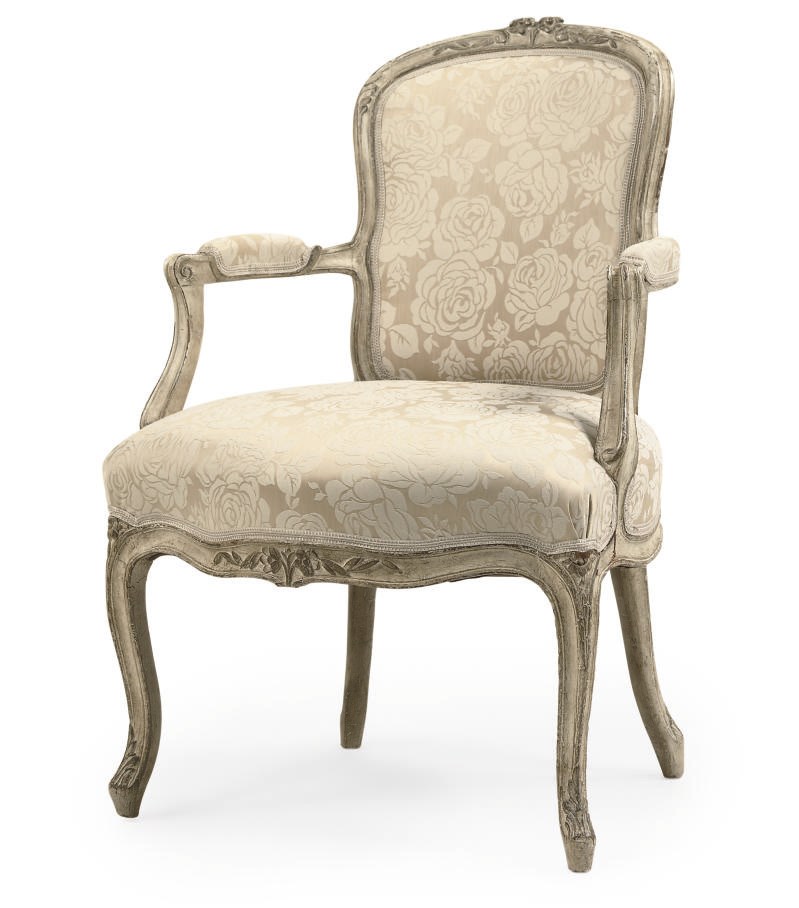 A LOUIS XV WHITE-PAINTED FAUTEUIL EN CABRIOLET