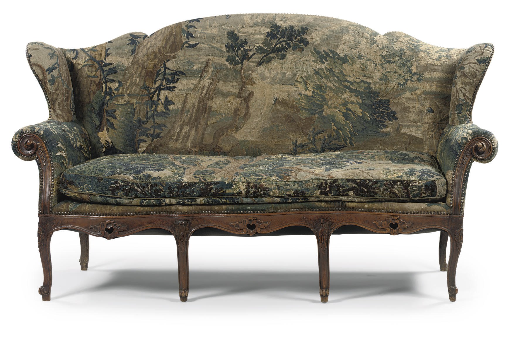 A GERMAN WALNUT SOFA