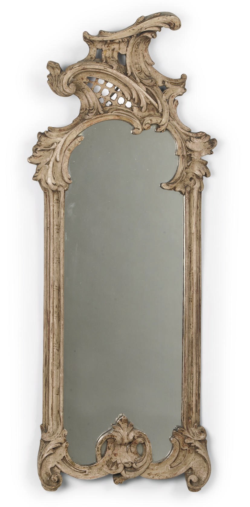 A GERMAN CARVED WOOD MIRROR