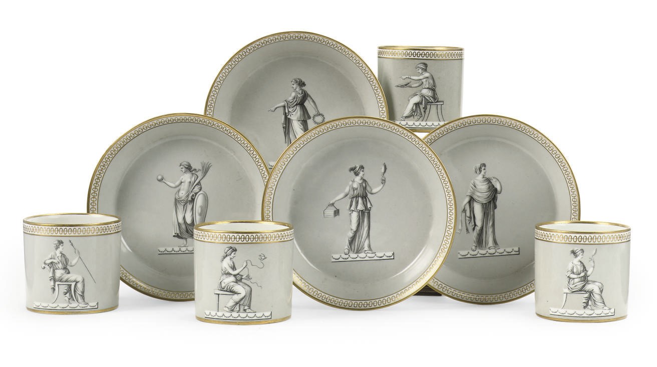 FOUR VIENNA CUPS AND SAUCERS