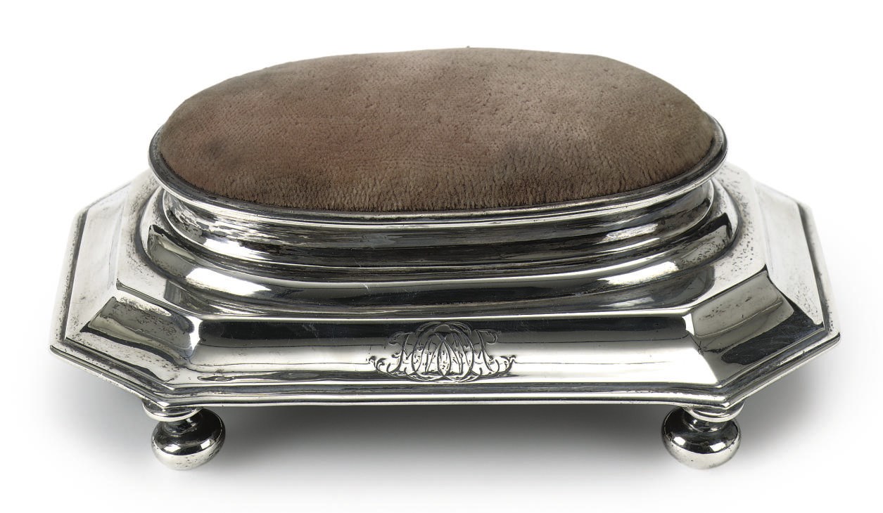 A DUTCH SILVER PIN CUSHION