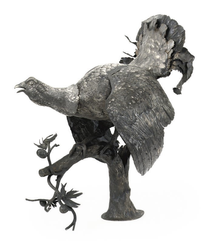 A SILVER MODEL OF AN AUERHAHN