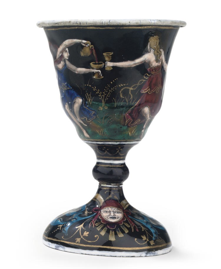 A LIMOGES ENAMEL CHALICE