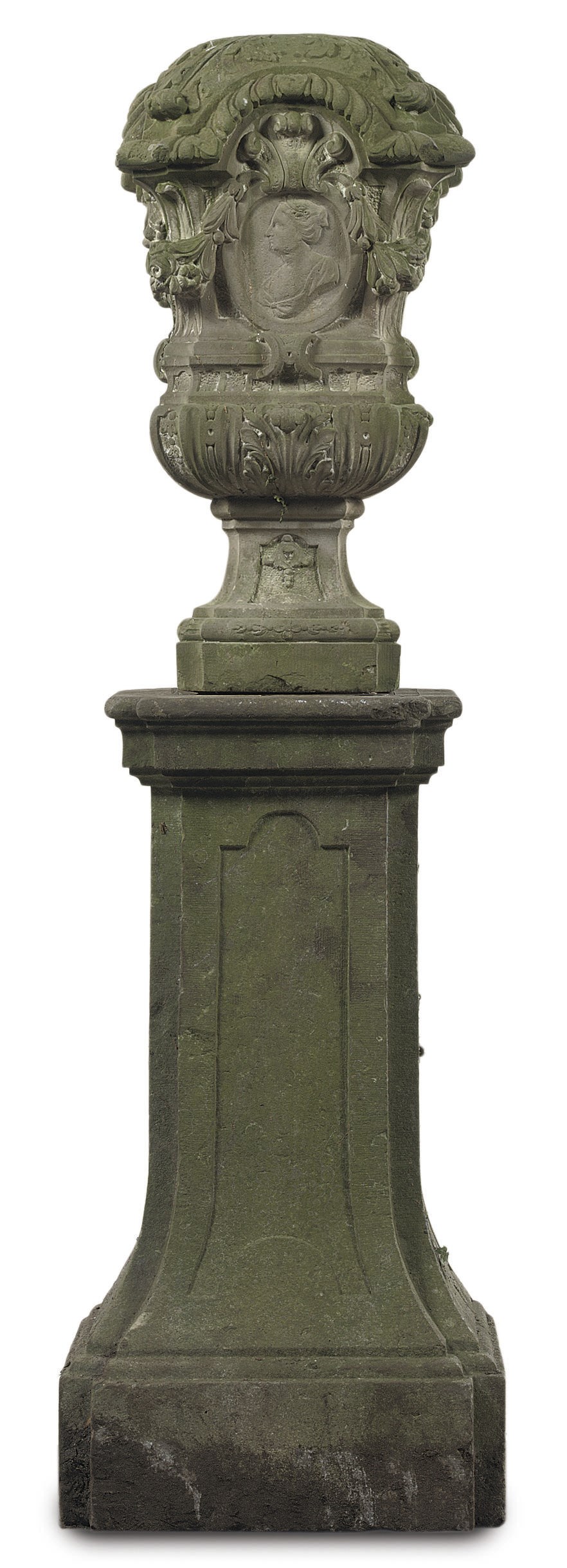 A DUTCH CARVED SANDSTONE VASE