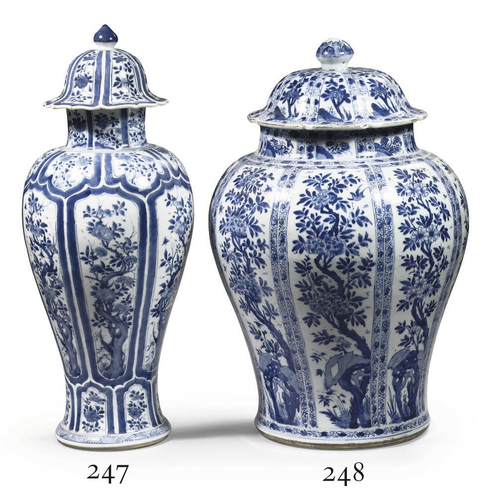 A Chinese large blue and white baluster jar and cover
