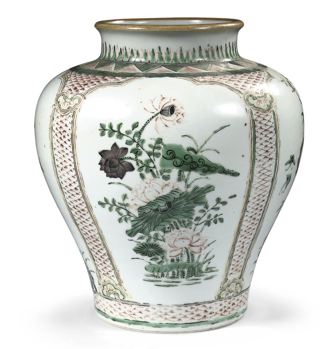 A Chinese famille verte baluster jar
