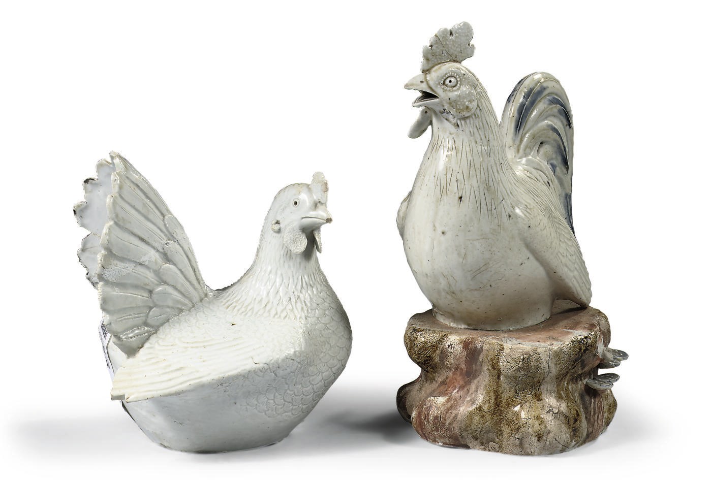 Two Japanese Arita models of a cockerel and a chicken