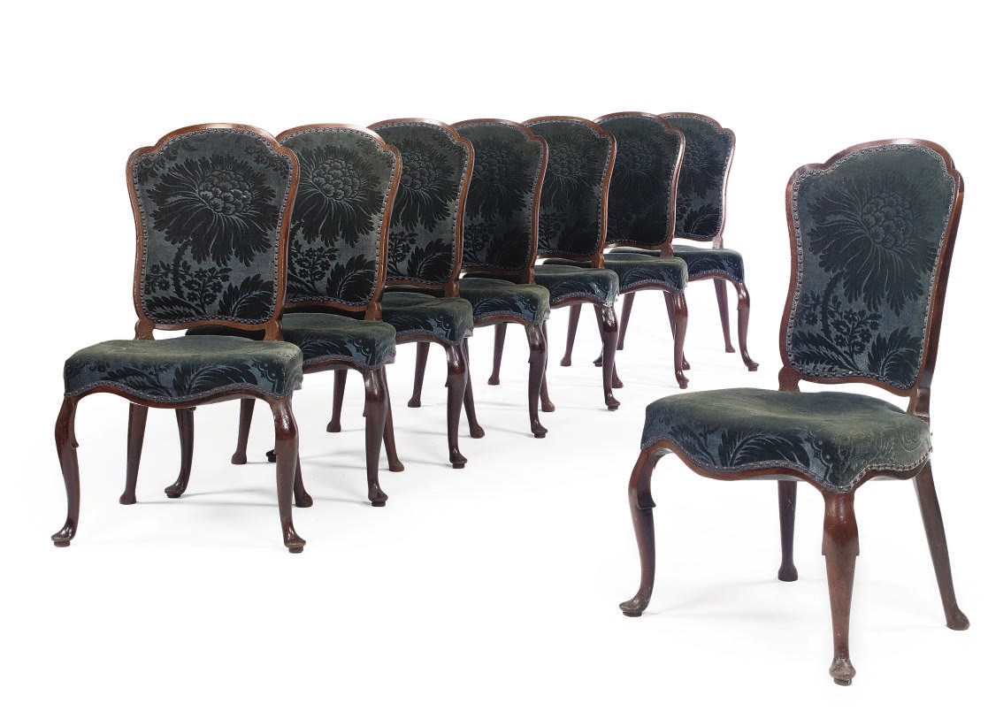 A SET OF EIGHT DUTCH MAHOGANY SIDE CHAIRS