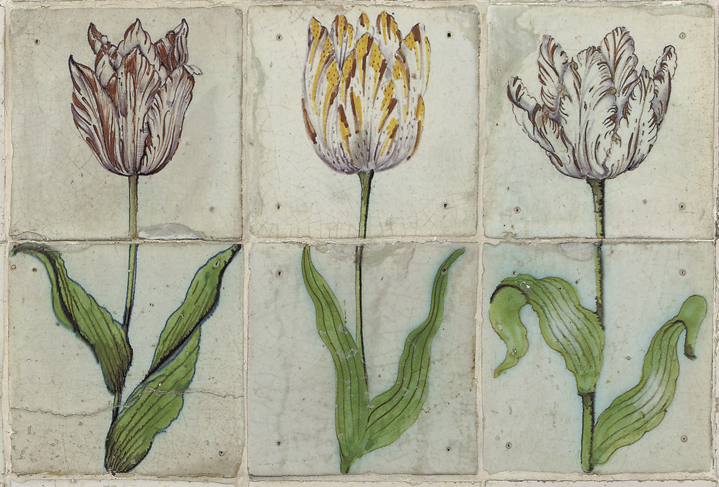 A RARE DUTCH 'HOORN' TULIP TILE PANEL
