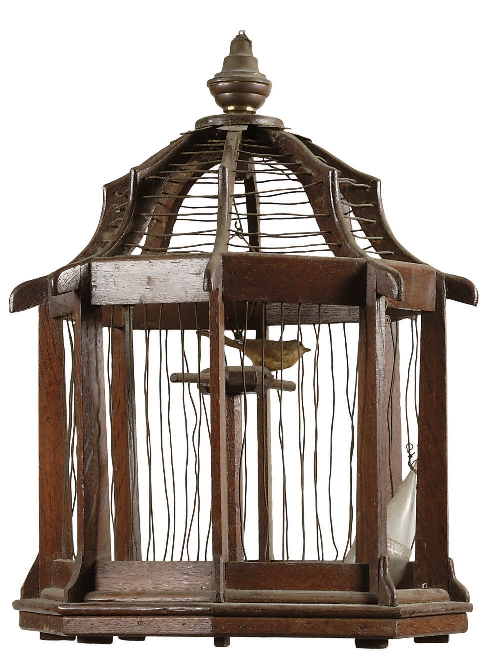 AN OCTAGONAL DUTCH OAK BIRDCAGE
