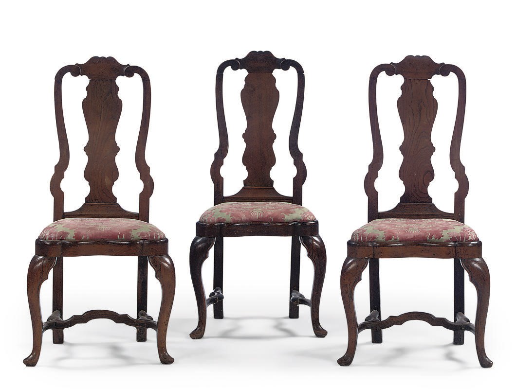 A SET OF THREE DUTCH ELM CHAIRS