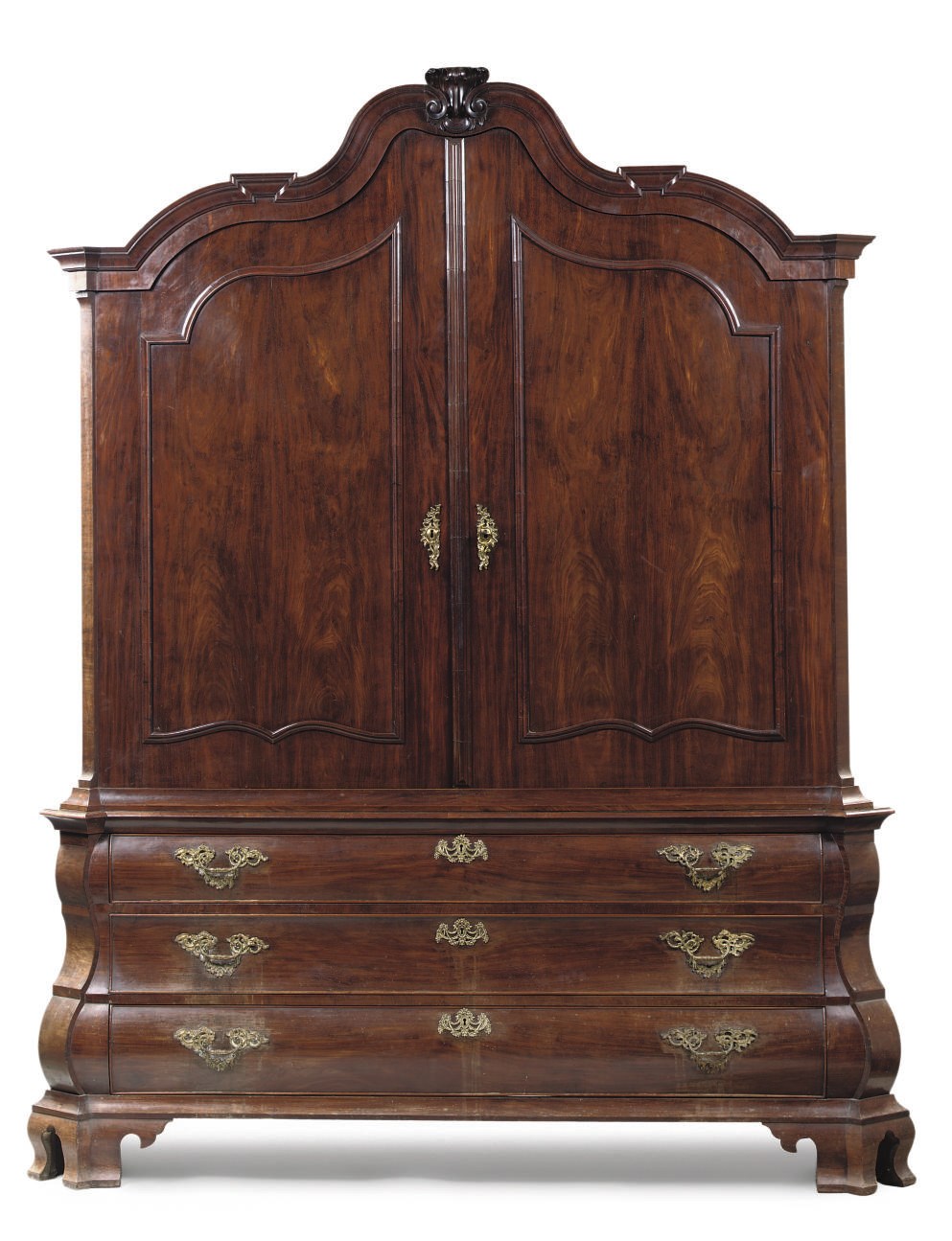 A DUTCH MAHOGANY CUPBOARD