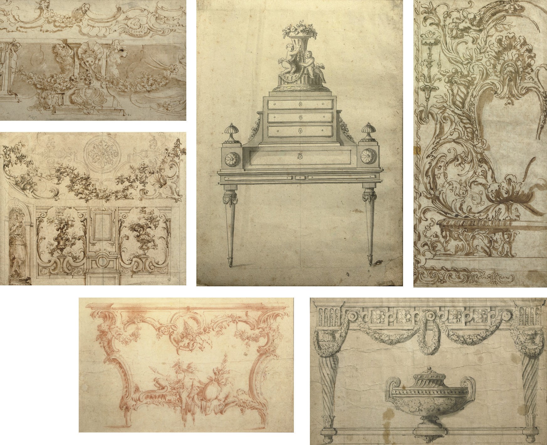 A LOT OF SIX DESIGNS FOR FURNITURE AND WALL PANELLING