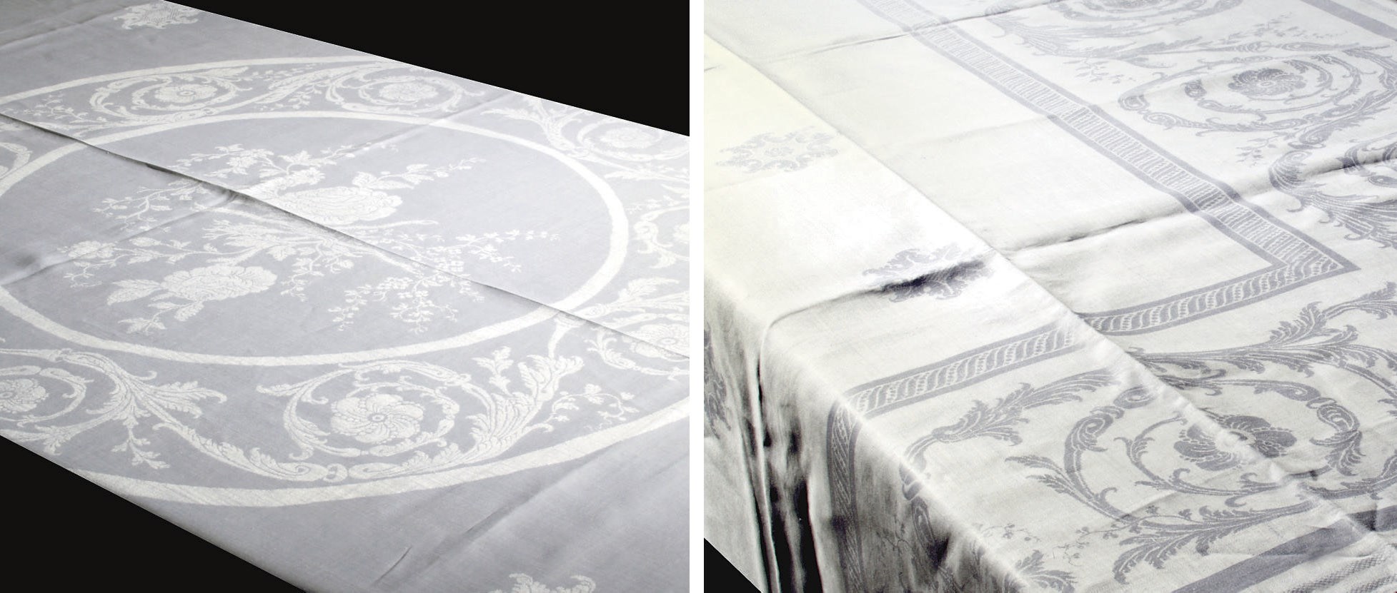 A DAMASK LINEN TABLECLOTH