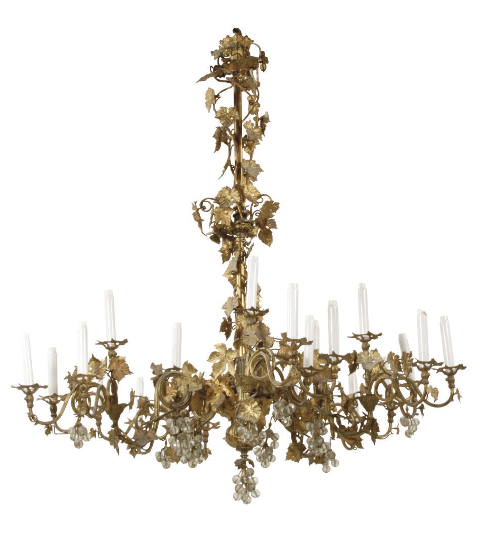 A NAPOLEON III GILT-METAL CUT-GLASS SIX-LIGHT CHANDELIER