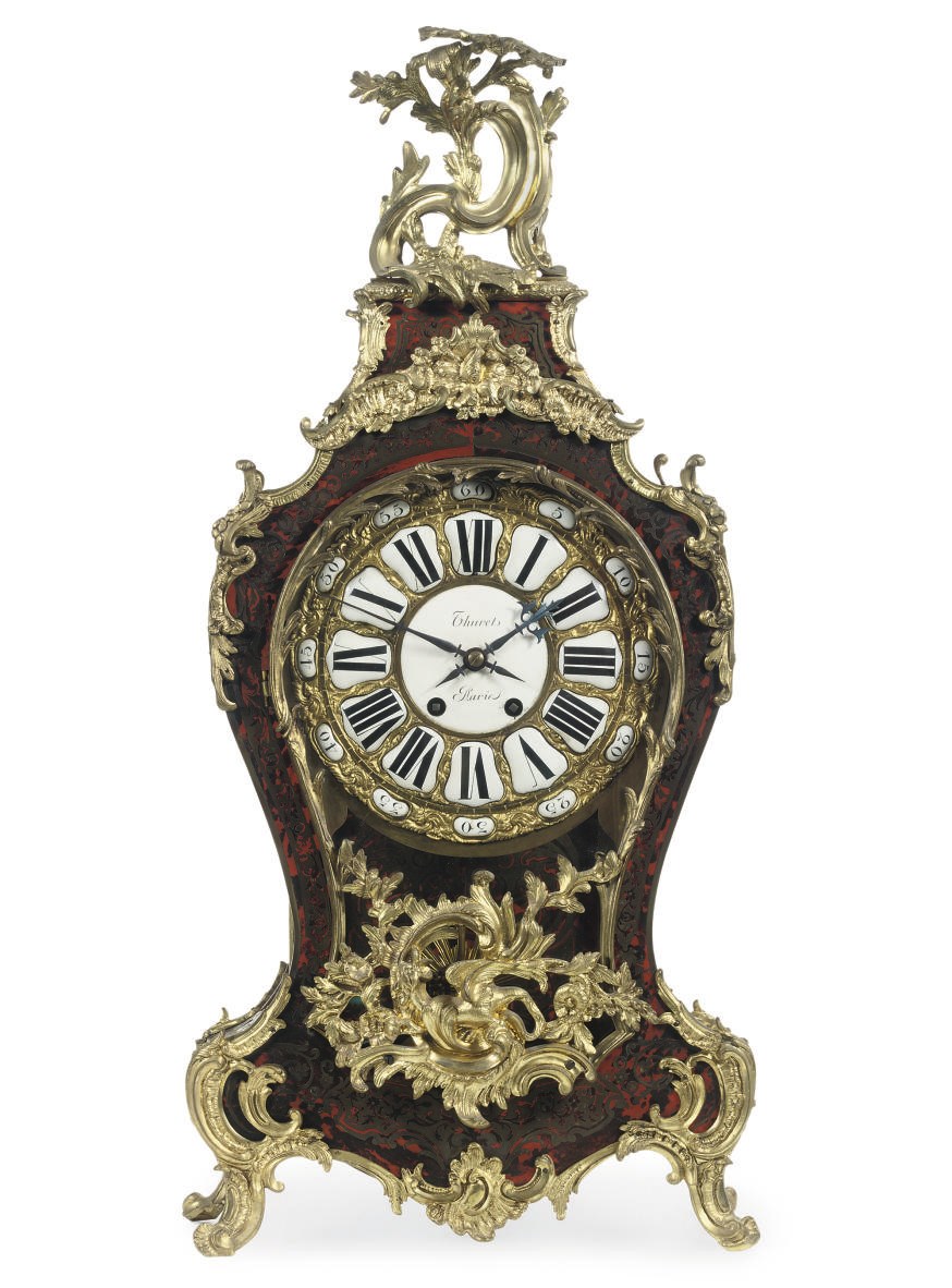A FRENCH ORMOLU-MOUNTED TORTOISESHELL AND BOULLE MARQUETRY BRACKET CLOCK