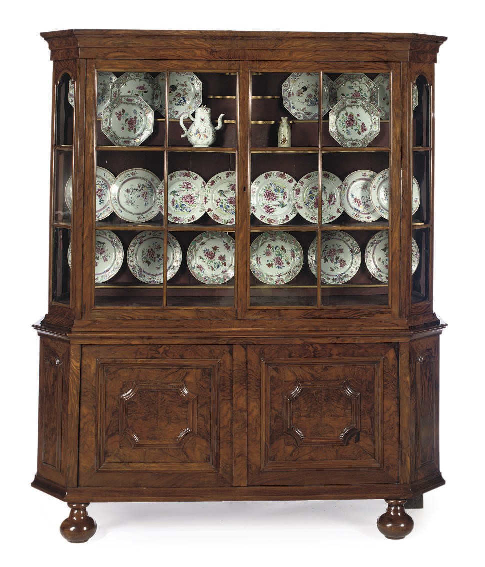 A DUTCH FIGURED-WALNUT DISPLAY-CABINET