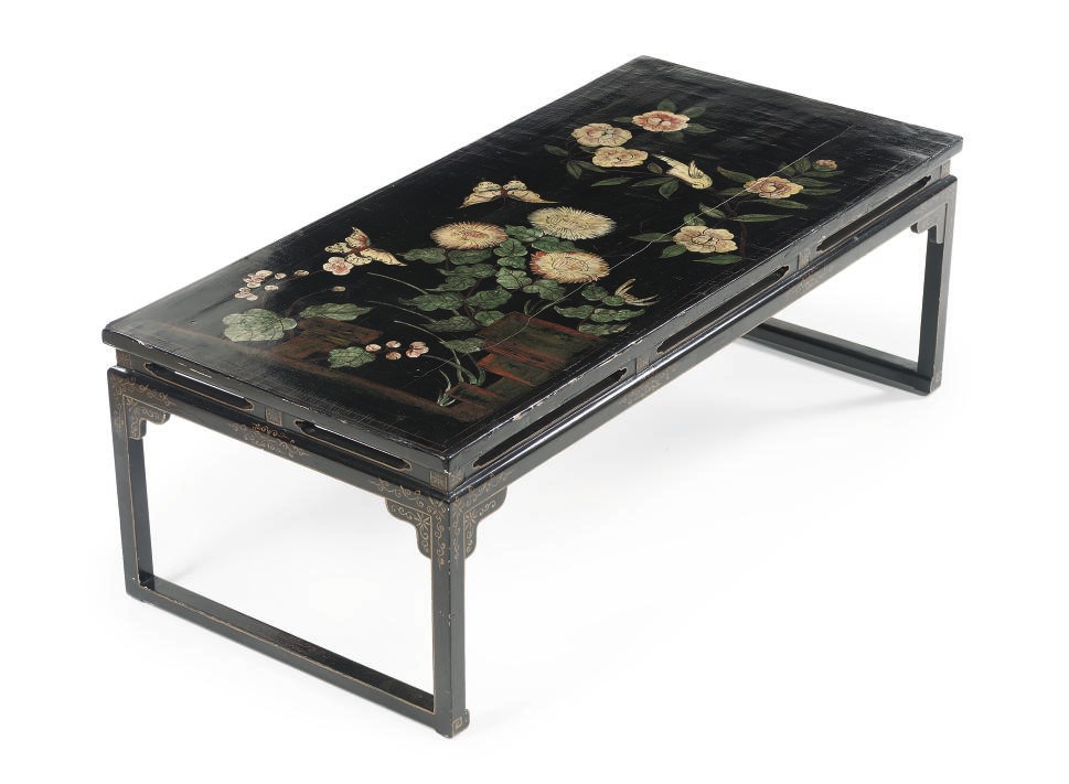 A Chinese black lacquer table