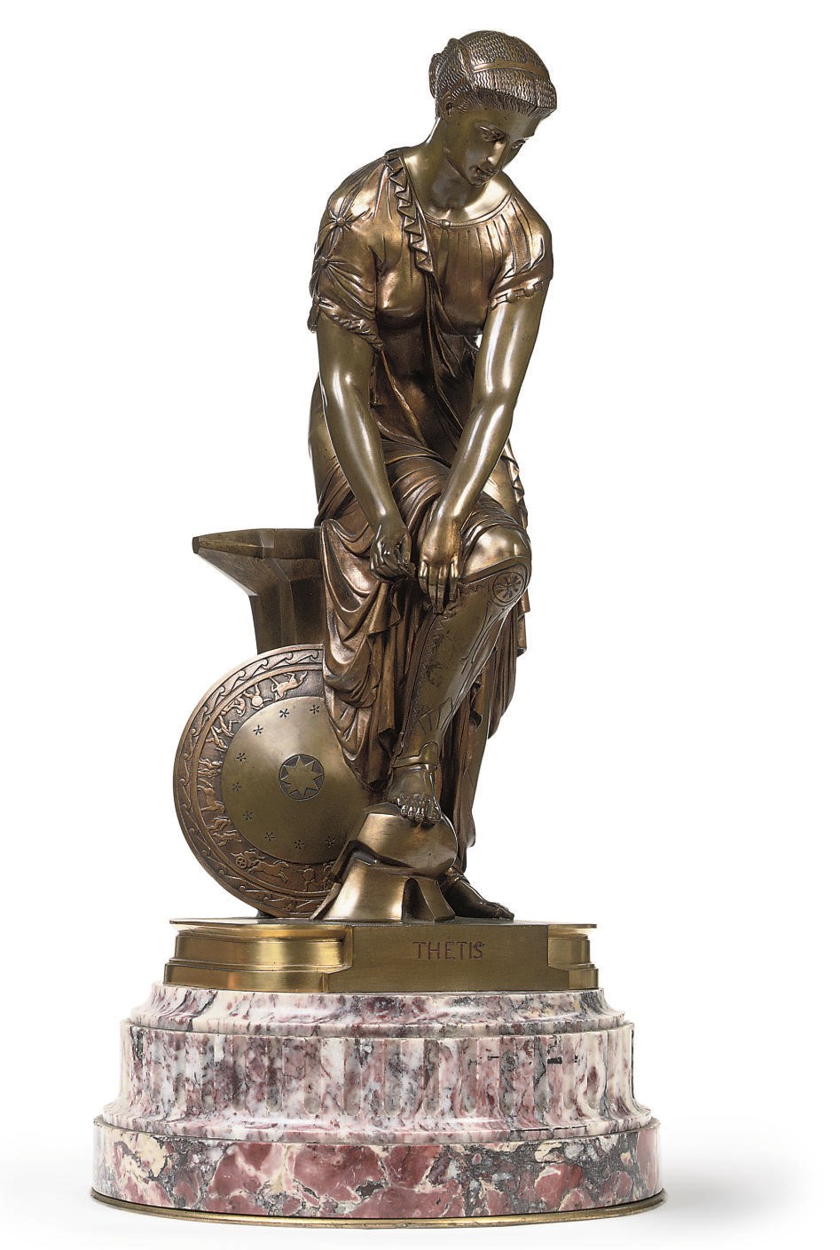 A FRENCH BRONZE FIGURE ENTITLED 'THETIS' CAST AFTER THE MODEL BY PIERRE EUGENE EMILE HEBERT (1828-1893)