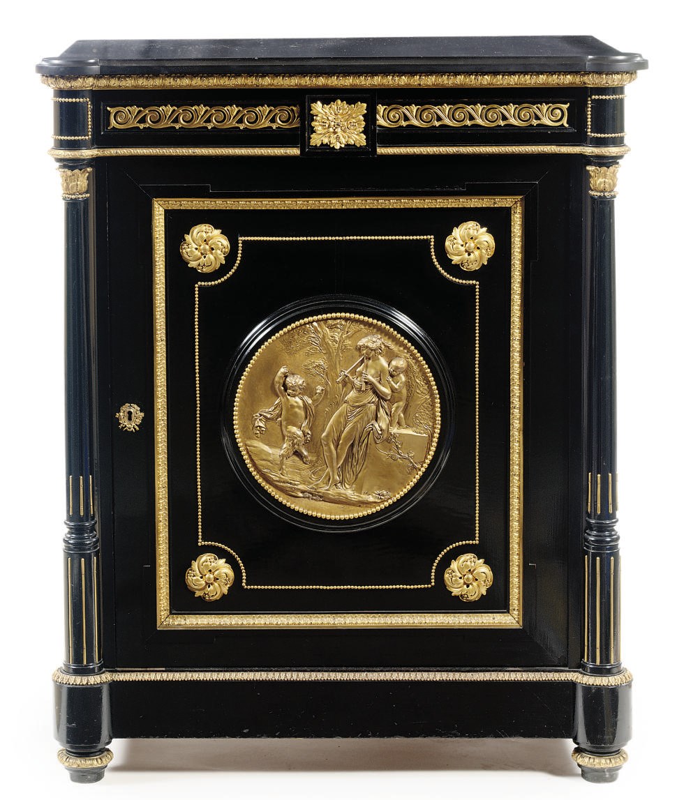 A NAPOLEON III ORMOLU-MOUNTED AND EBONISED MEUBLE D'APPUI