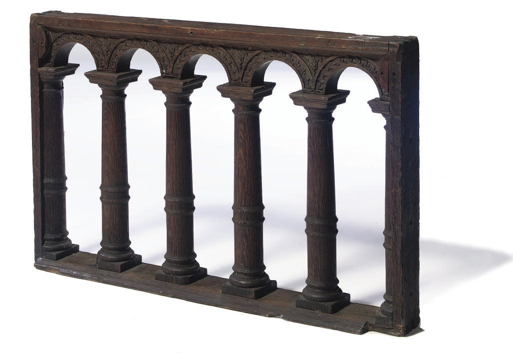 A DUTCH CARVED OAK BALUSTRADE