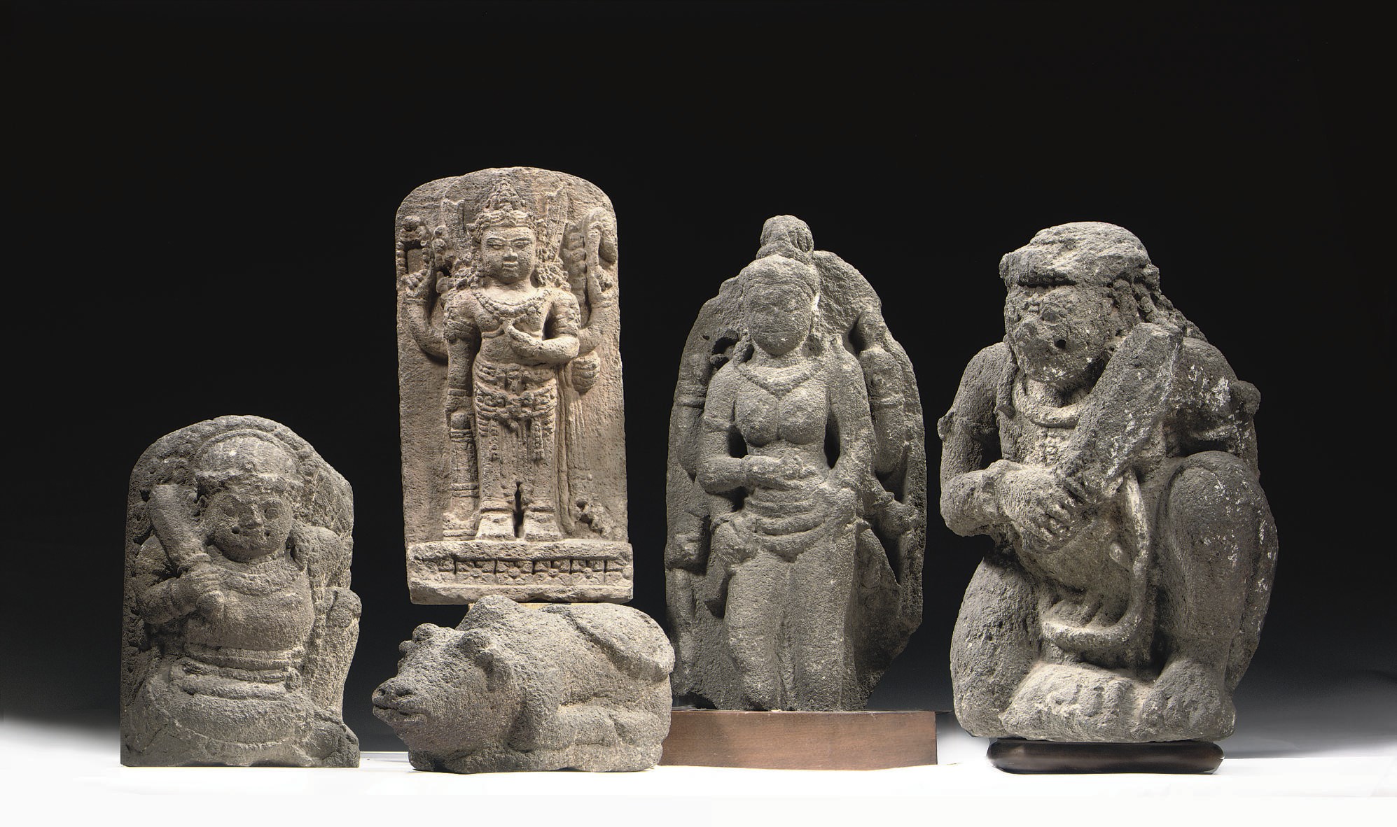 Five Javanese volcanic stone figures