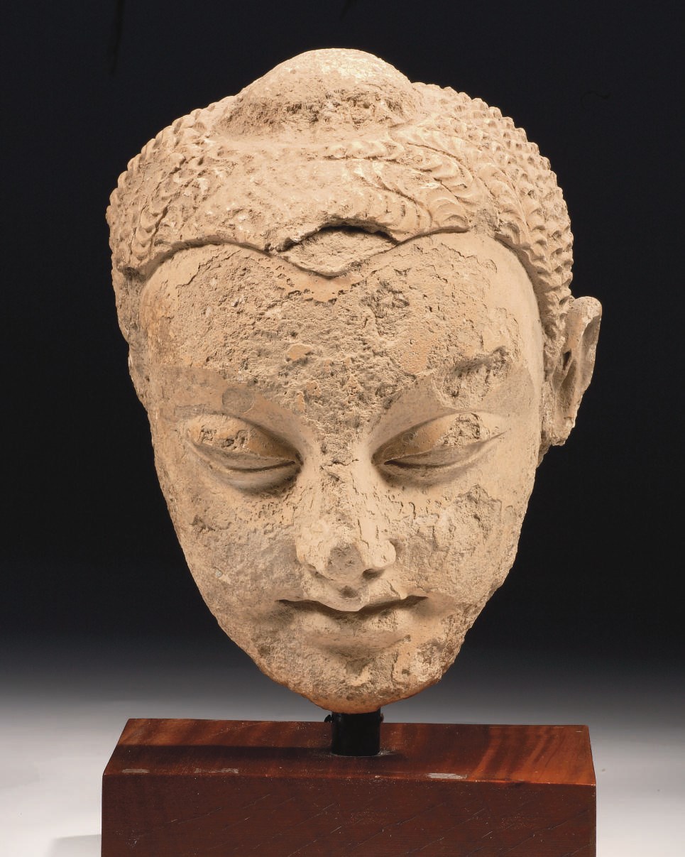 A Gandhara stucco head of Buddha Shakyamuni