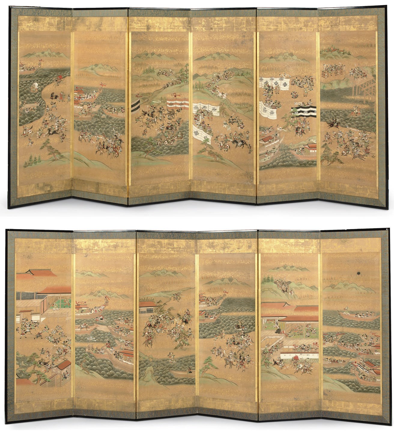 A pair of Japanese six-fold screens