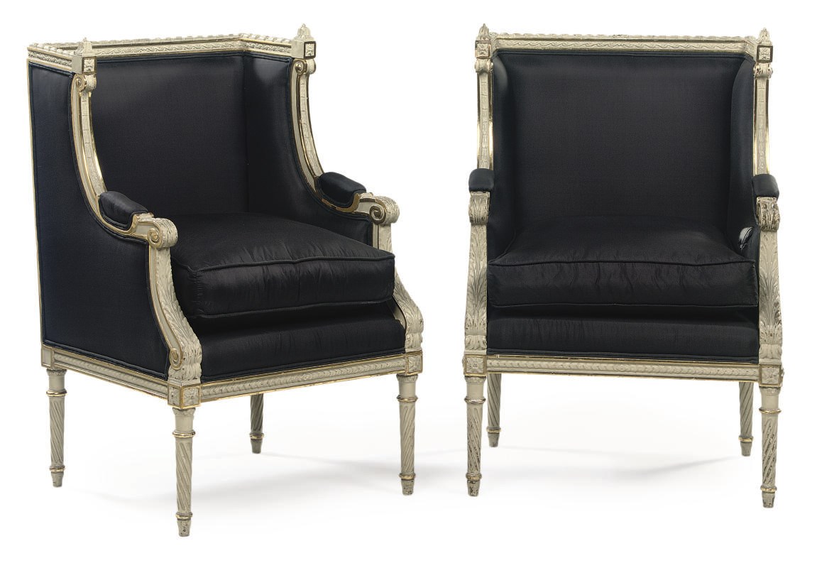 A DUTCH GREY-PAINTED ARMCHAIR