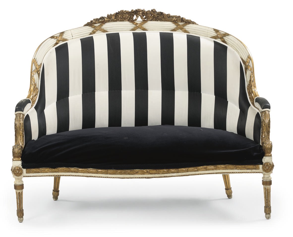 A NORTH EUROPEAN PARCEL-GILT AND WHITE-PAINTED CANAPE