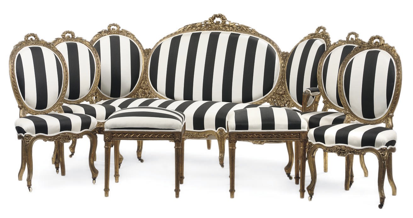 A FRENCH GILTWOOD SUITE OF SEAT FURNITURE