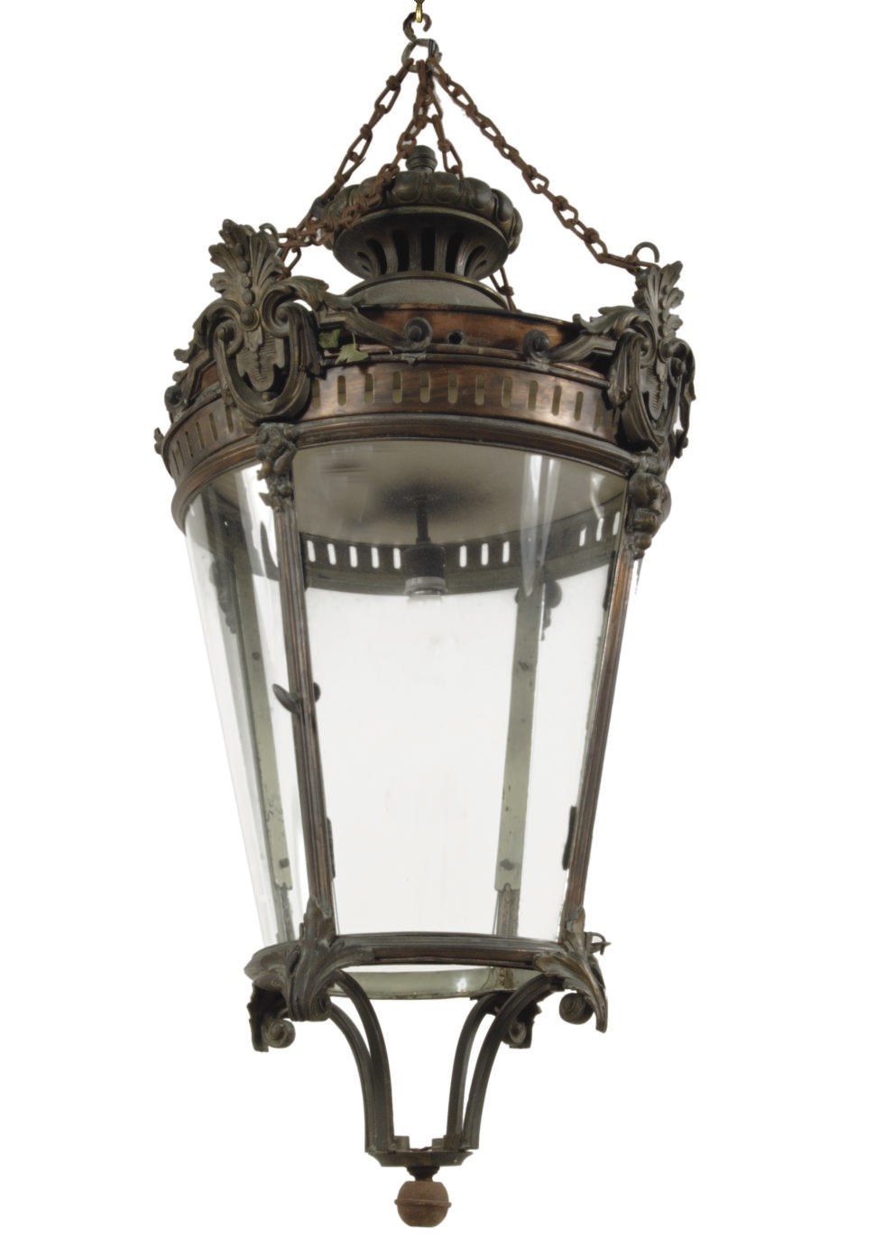 A NORTH EUROPEAN BRASS AND COPPER HALL LANTERN