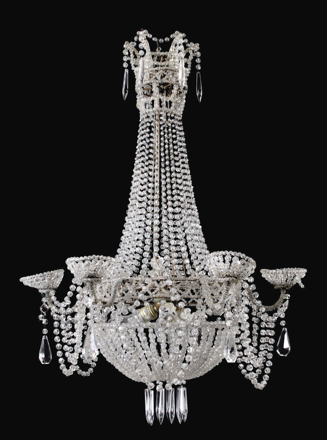 AN NORTH EUROPEAN PRESSED GLASS SIX-LIGHT CHANDELIER