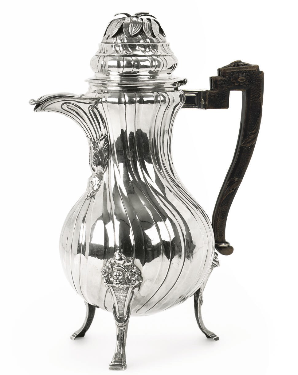 A BELGIAN SILVER COFFEE-POT