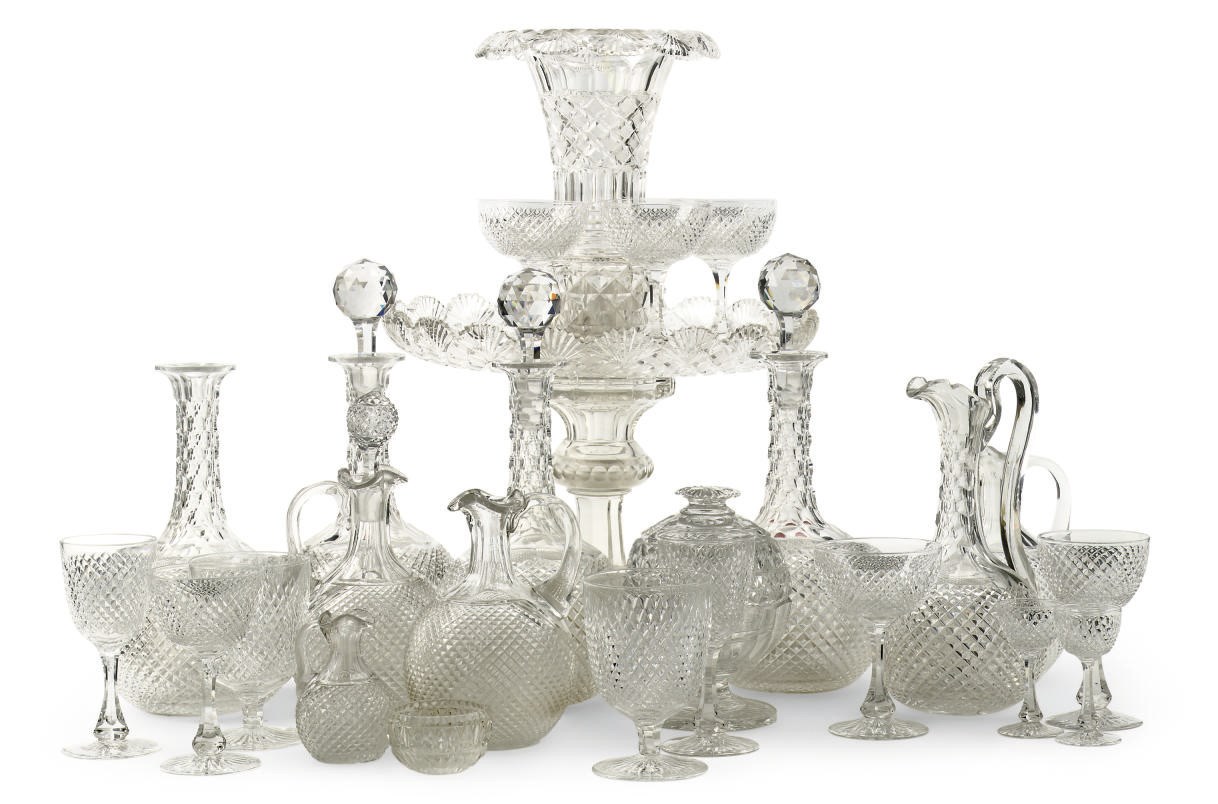 AN EXTENSIVE CUT-GLASS TABLE SERVICE