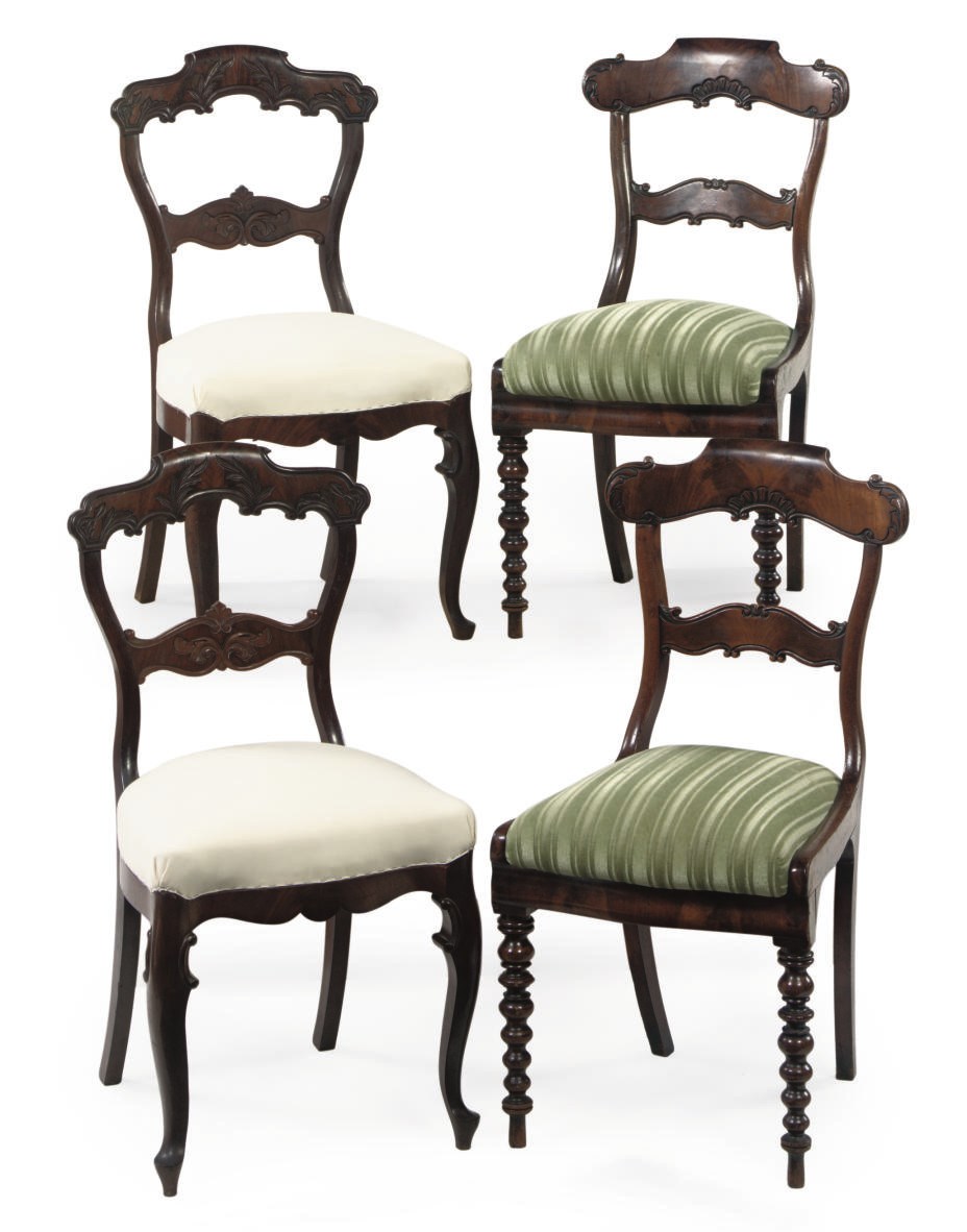 A SET OF SEVENTEEN GERMAN MAHOGANY DINING CHAIRS
