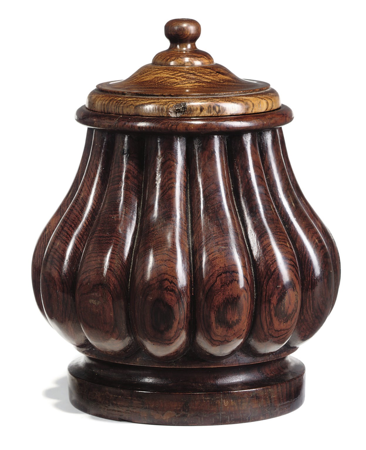 A DUTCH ROSEWOOD TOBACCO-JAR