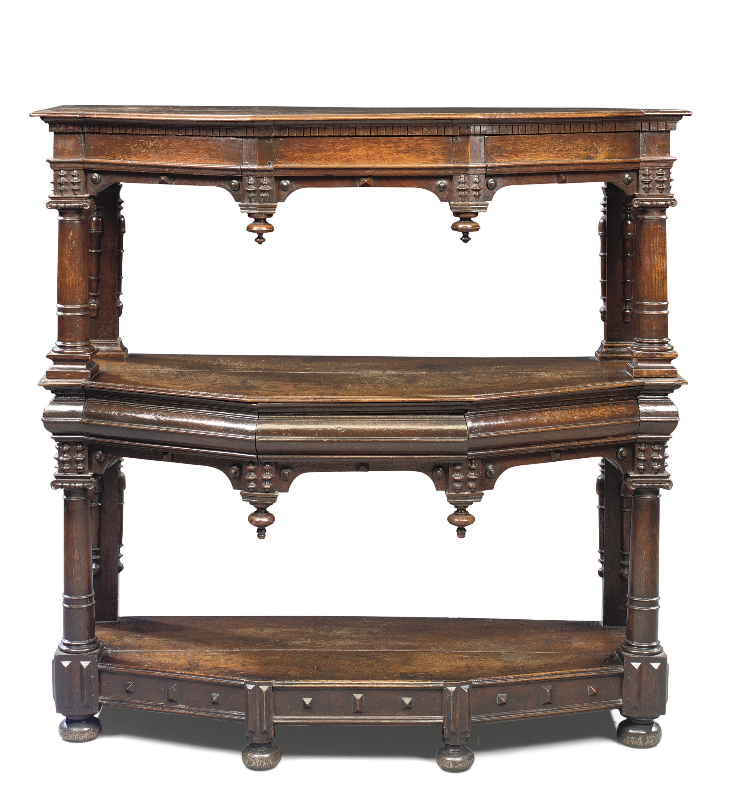 A CHARLES II OAK COURT CUPBOARD