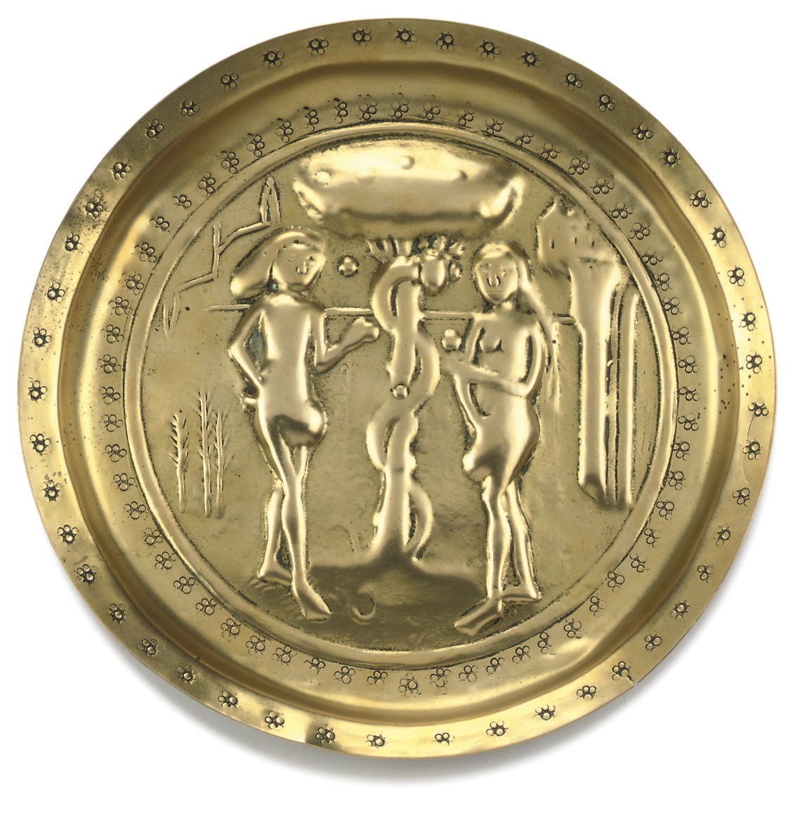 A NUREMBURG BRASS ALMS DISH