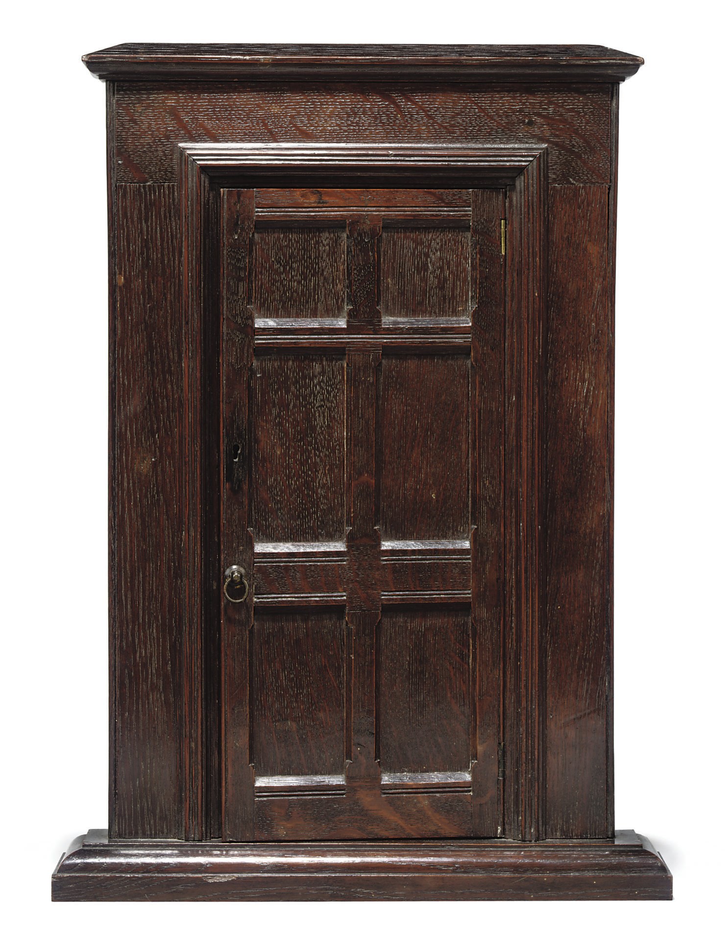 AN ENGLISH OAK MINIATURE KEY CABINET