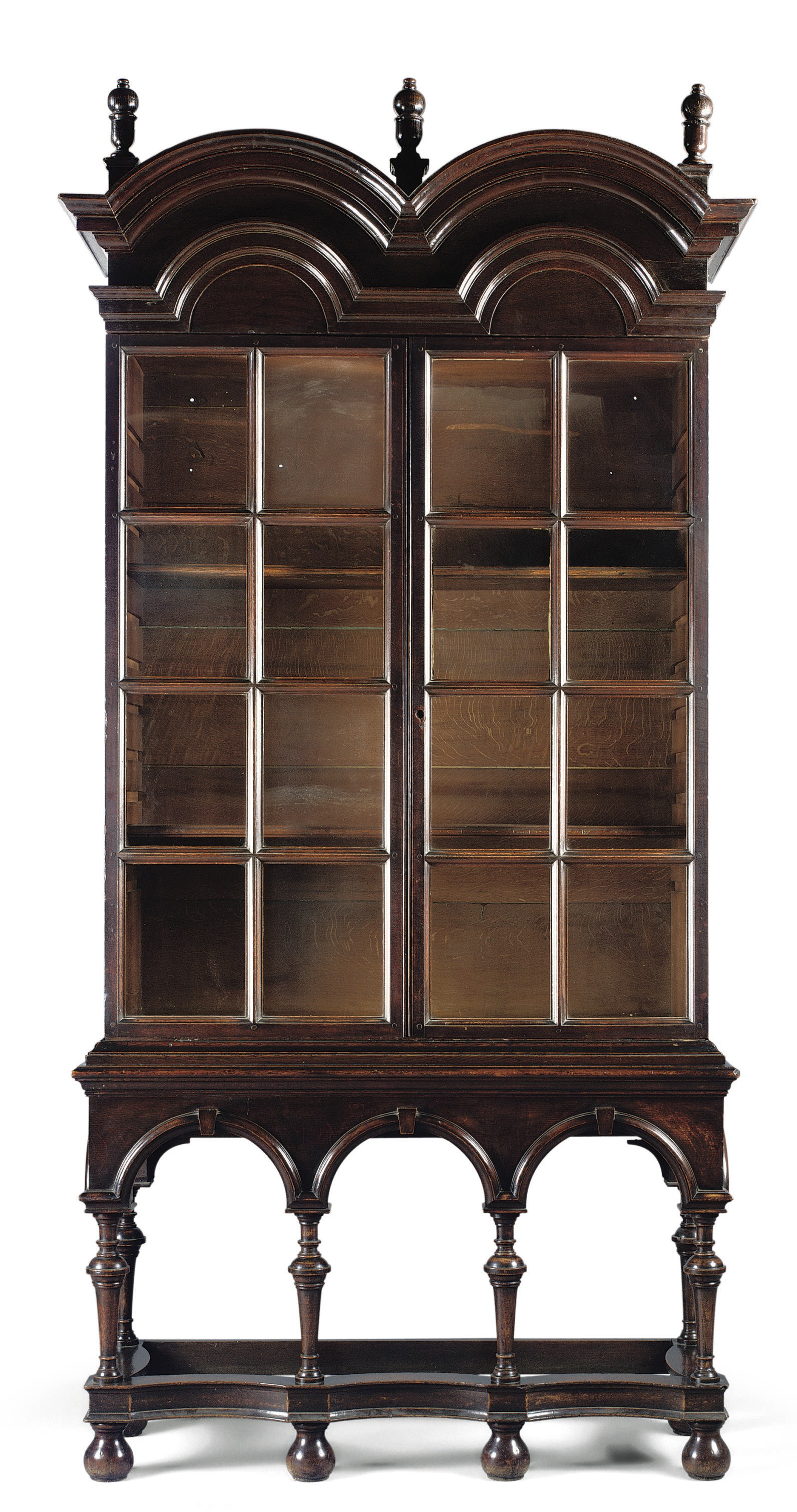 A WILLIAM AND MARY OAK CHINA DISPLAY-CABINET